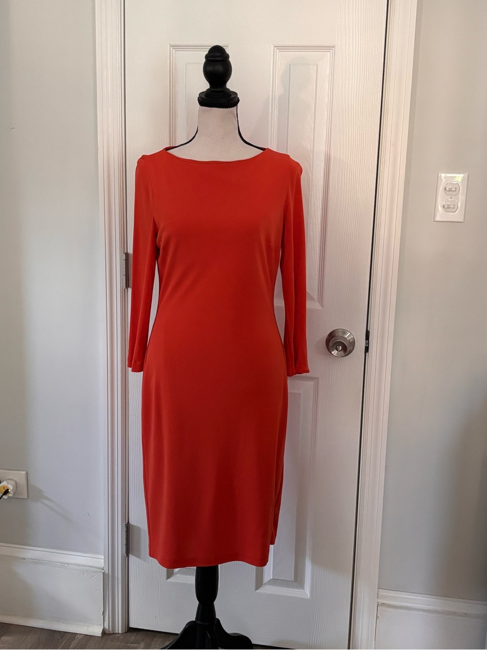 Ralph Lauren Rust-Orange Long-Sleeve Midi Dress - Picture 2 of 9